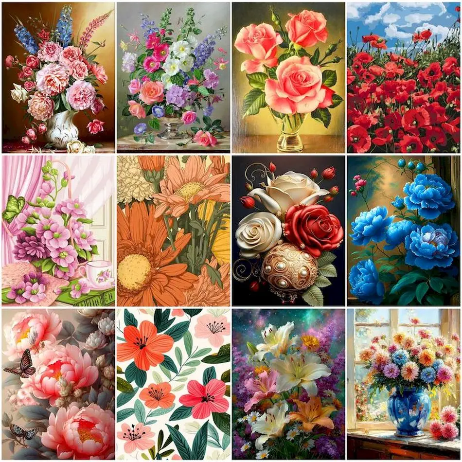 

RUOPOTY Paintings For Painting By Numbers Flowers On Canvas Decorative Paintings Drawing Digital oil paintings Set Diy Crafts