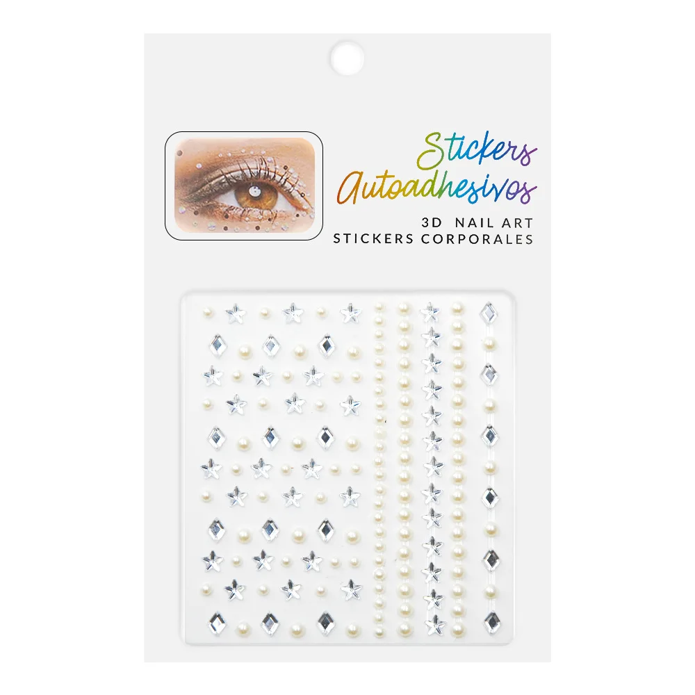 New Fashion Rhinestone Peach Heart Stickers Eye Makeup Children's Diamond 3D DIY Colorful Beauty Face Stickers Decoration