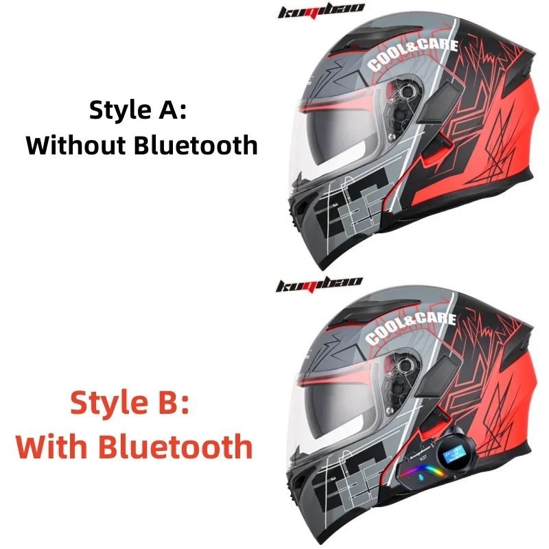 KUQIBAO Dual Lens Motorcycle Full Face Helmet  Anti Fog Lens Flip Helmet Professional Off-road Helmet Motorcycle with Bluetooth