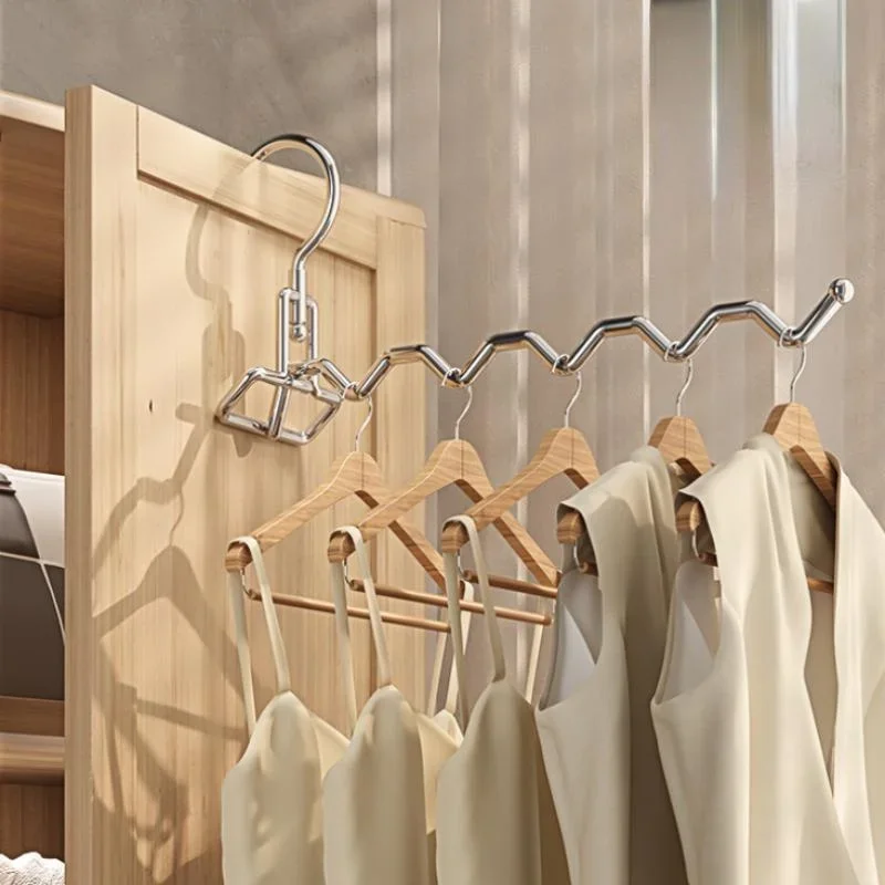 Folding Stainless Steel Clothes Hanger Organizer Travel Hotel Drying Hanger Essential Trips Home Simple Hanging Clothes Hangers