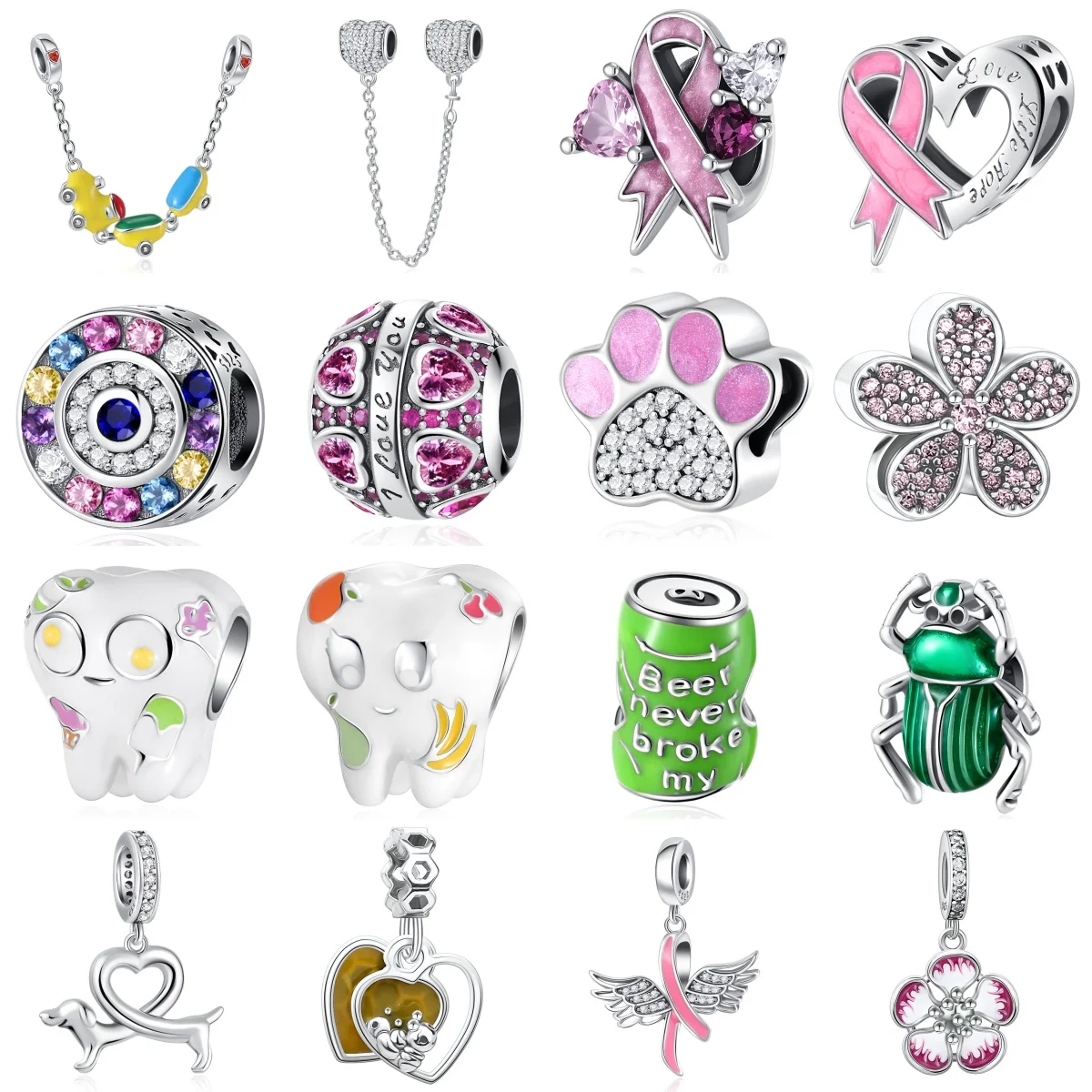 New 925 sterling silver charm football, baseball, tennis dumbbell pendant, suitable for European bracelets and women's jewelry