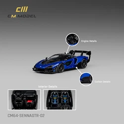 CM Model 1/64 Senna GTR Metallic Blue Model Car Vintage Cars Diecast Vehicle Collection Toy for Adults