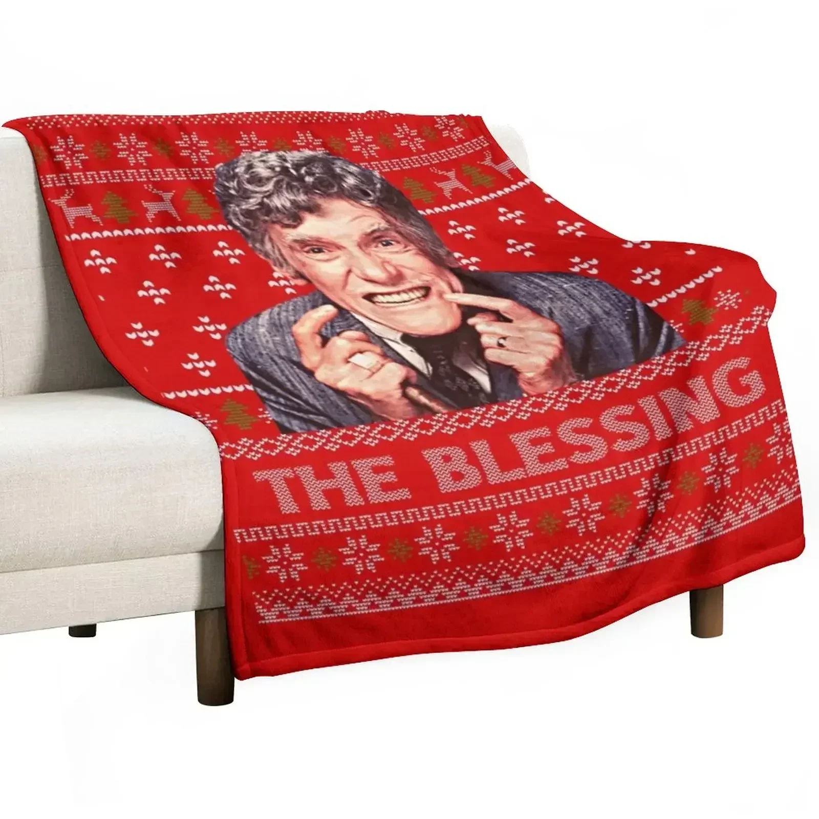 The Blessing Uncle Lewis Ugly Christmas Sweater Throw Blanket Plush Flannel Fabric Kid'S Bed Blankets