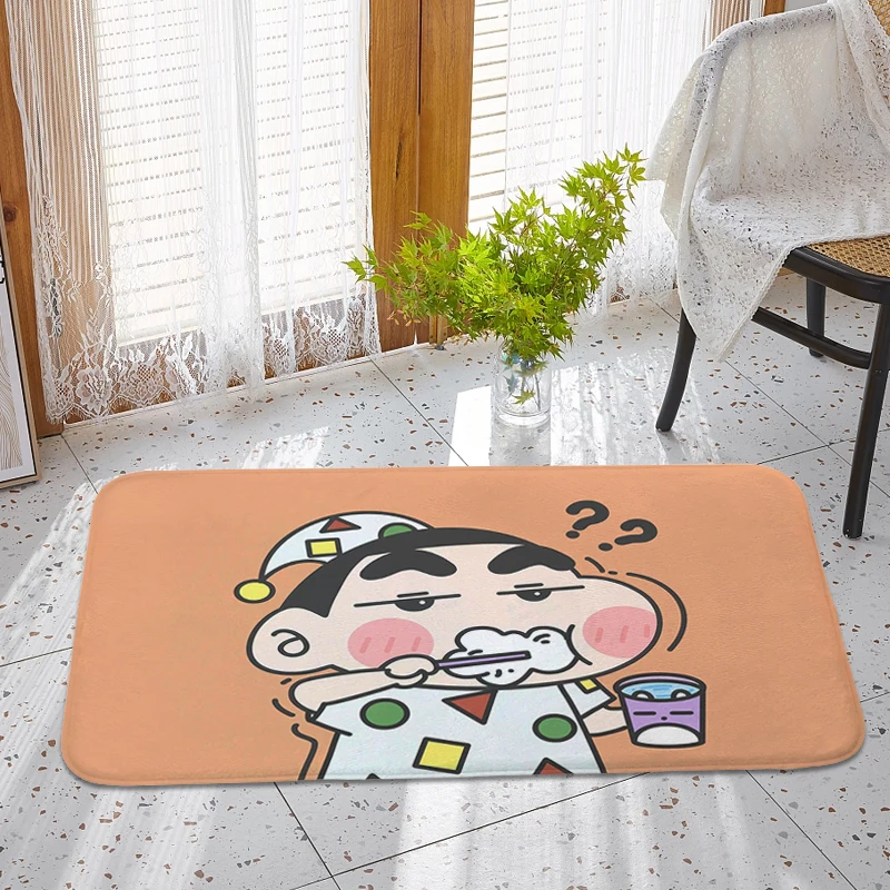 Bath Rug S-Crayon Shin-Chans Funny Doormat Anime Rug Non Slip Carpet Entrance Carpet Room Rug Custom Carpet for Children's Room