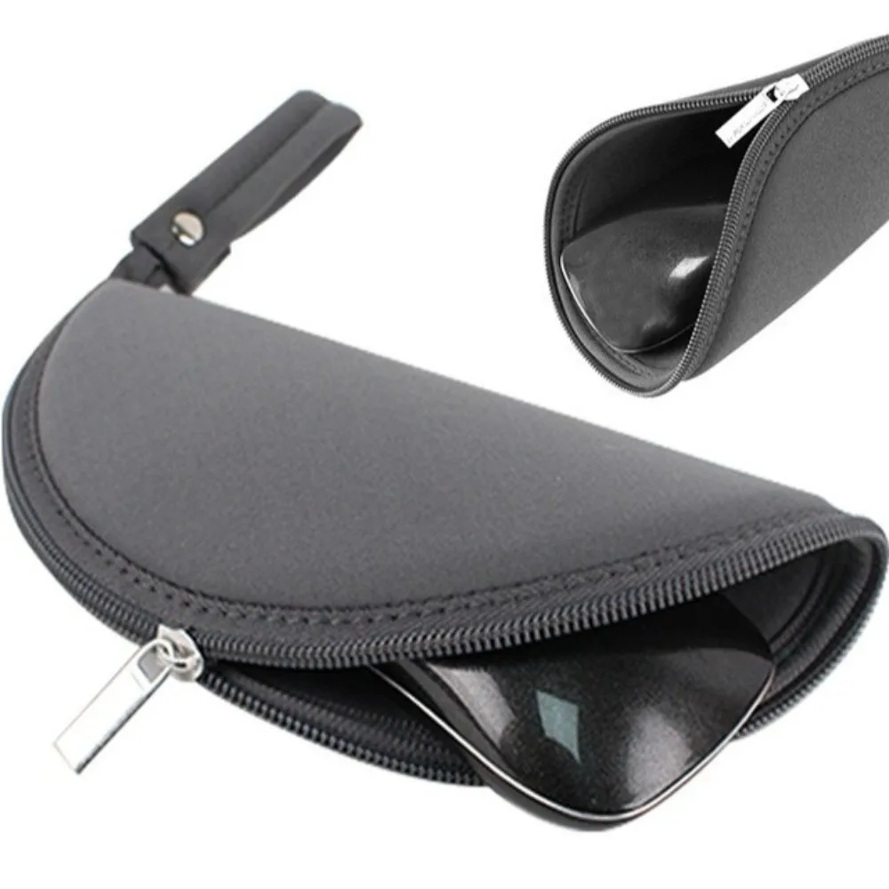 Padded Protection Mouse Storage Pouch Zipper Closure Wrist Strap Mouse Travel Case Convertible Mouse Pad Mouse Carrying Case