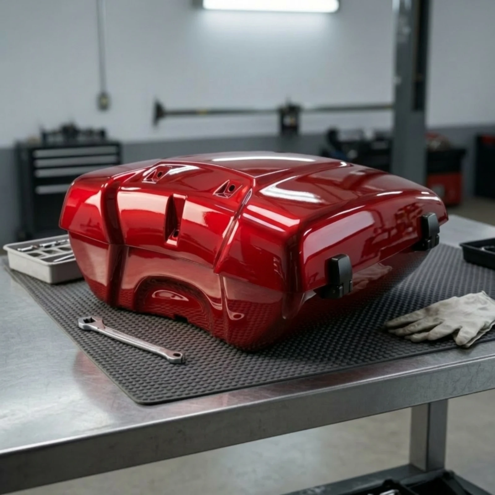 Motorcycle Rear Trunk with Backrest Cushioned Motorcycle Trunk with Backrest Luggage Easy to Install Sturdy for Motorcyclists