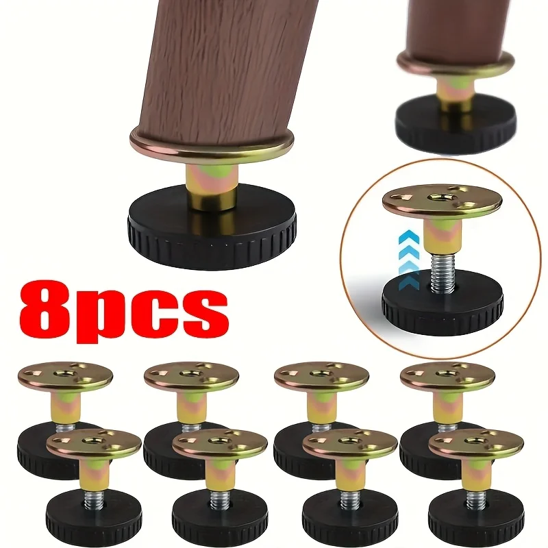 8pcs Heavy-Duty Adjustable Height Legs with Non-Slip Base - 27-40mm Height Increase, Sturdy Metal Construction Furniture image 2
