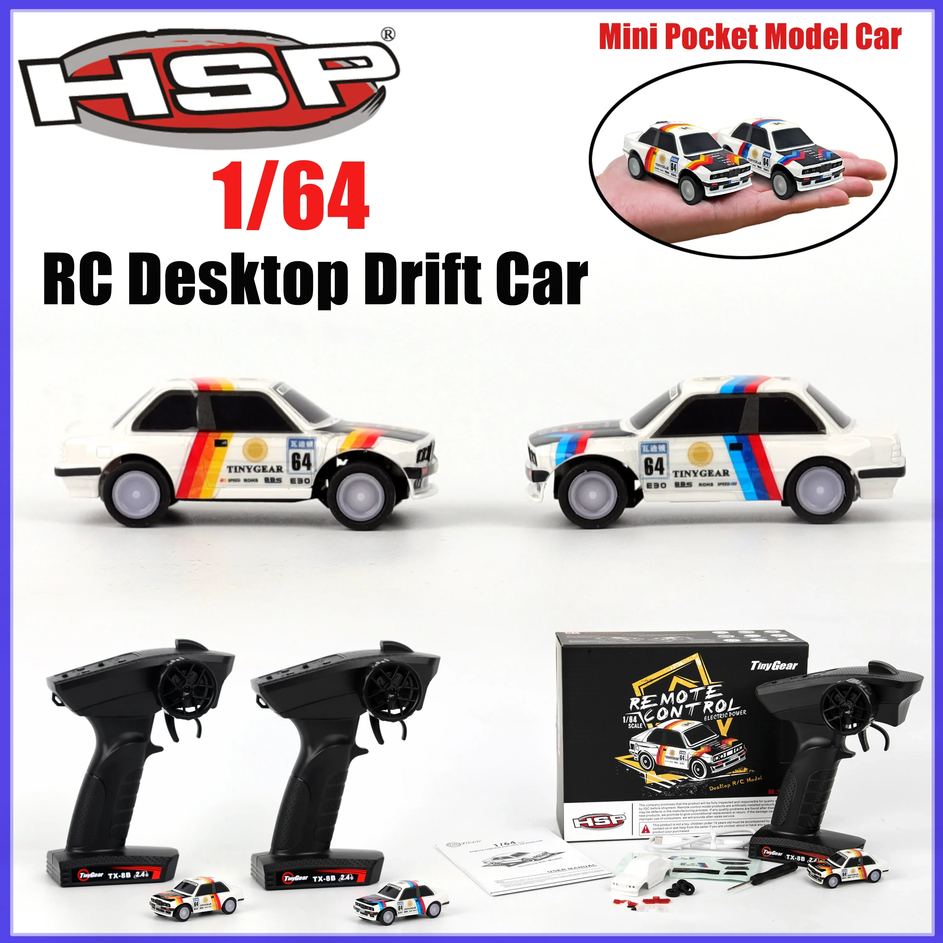 

1/64 HSP RC Drift Car 1.8m/s High Speed Mini Portable Pocket Racing TX-8B Remote Control Desktop Model Car Gift for Boy Girl Kid