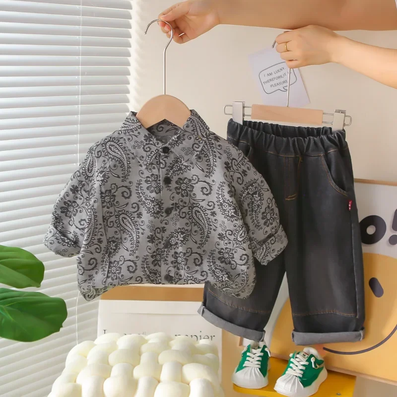 

Новый весенне-осенний костюм для маленьких мальчиков, детская рубашка с длинными рукавами, брюки, комплект из 2 шт./компл., комплект детской одежды для девочек, спортивные костюмы для младенцев