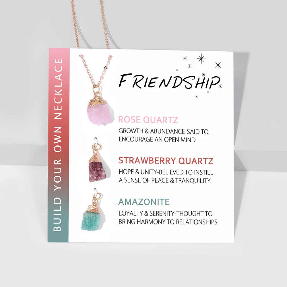 Natural Mineral Stone Charm Necklace With Interchangeable Pendant Black Tourmaline Fluorite Rose Quartzs Necklaces Set For Women