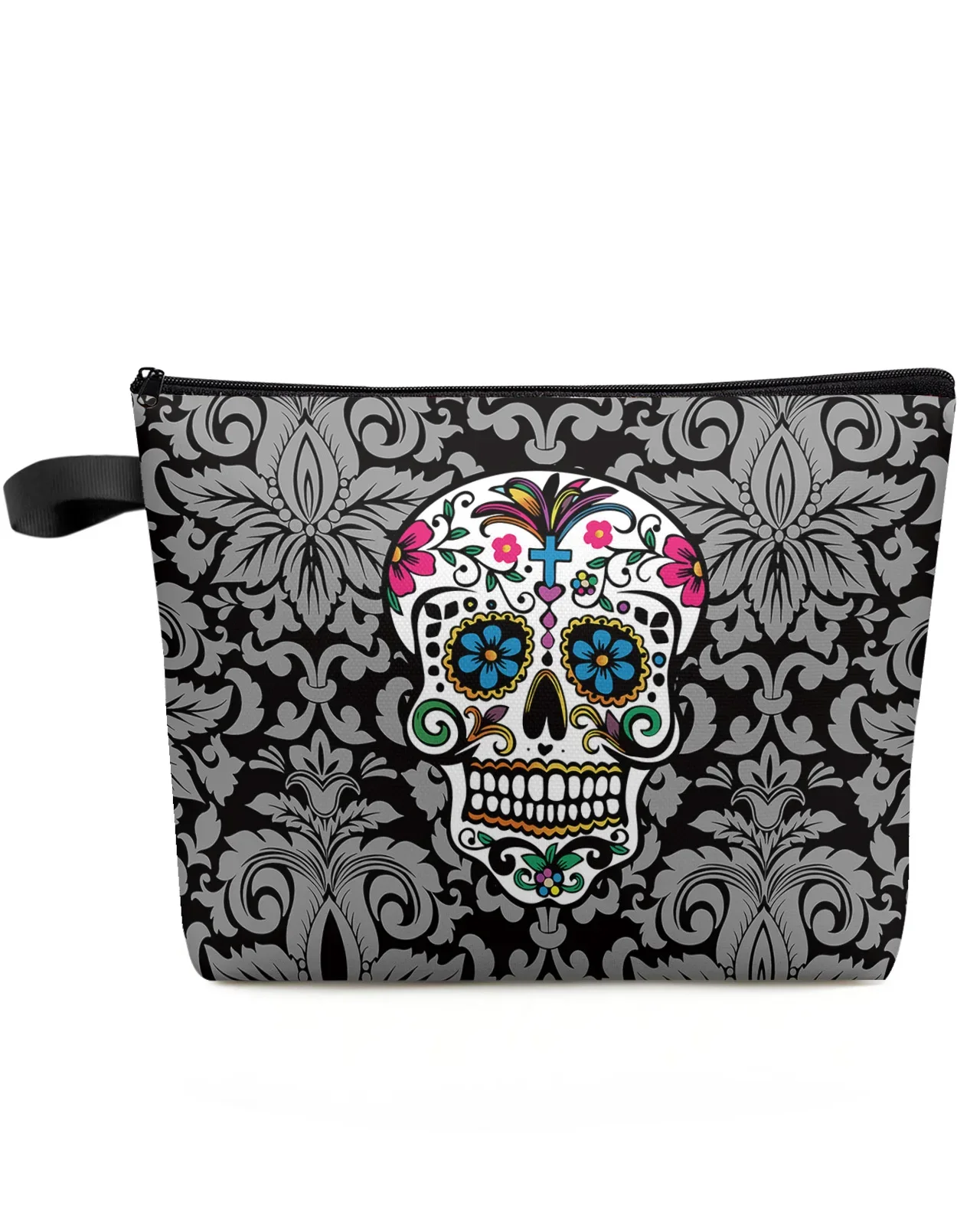 Skull Art Retro Black Makeup Bag Pouch Travel Essentials Lady Women Cosmetic Bags Toilet Organizer Kids Storage Pencil Case