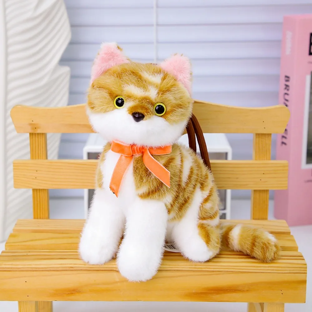 

PP Cotton Small Cat Plush Keychain Fluffy Collection Cat Plush Bag Pendant Cartoon Ornaments Simulated Cat Plush Doll