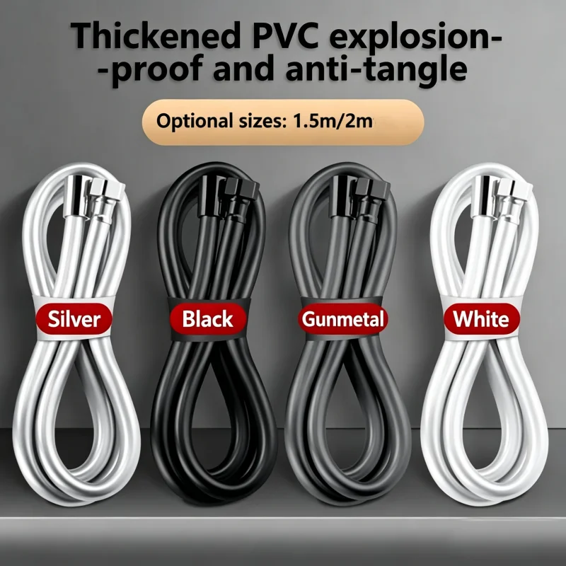 

PVC Shower Head Hose 1.5/2M High Pressure Powerful Shower Tube Flexible Anti-Winding Pipe for Bathroom Faucte Accessories
