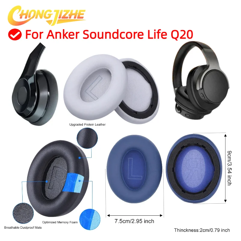 Replacement Ear Pads Cups Earpad Memory Foam Cushions For Anker Soundcore Life Q20 Headphones Headset repair parts