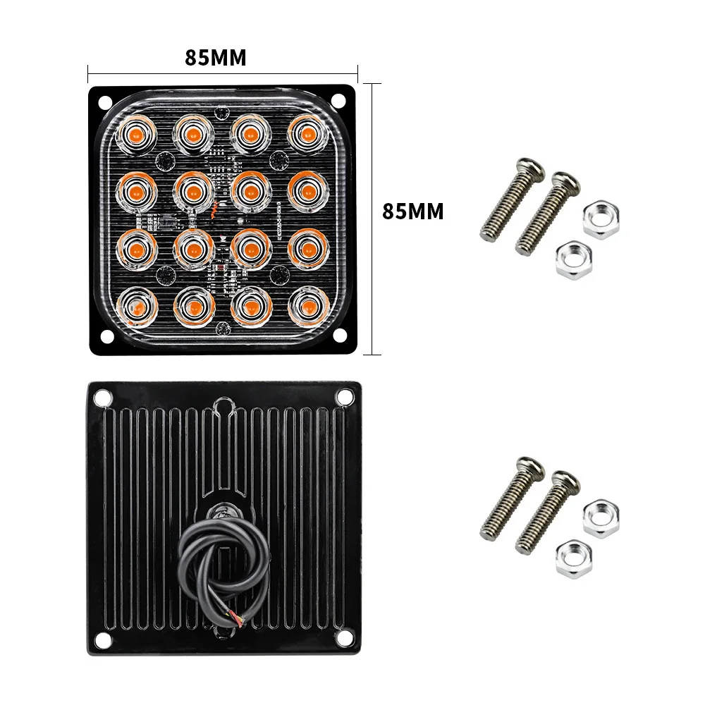 Luz de advertência estroboscópica LED, Grille Flash, lâmpada do caminhão, semáforo âmbar, luz redonda do carro, luzes laterais quadradas, 12V, 24V,