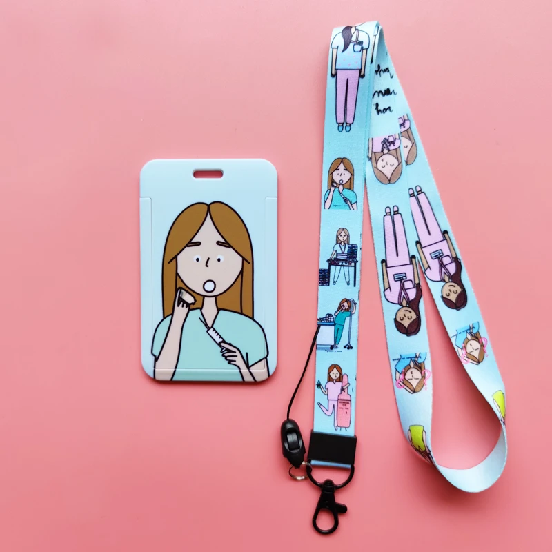 Neue Kreative Arzt Krankenschwester Lanyards ID Abzeichen Halter Frauen Karte Halter Hängen Seil Mädchen Lanyard Karte Fall Versenkbare Clip – Detail 10