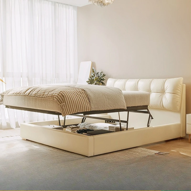 

Bed, light luxury leather master bed