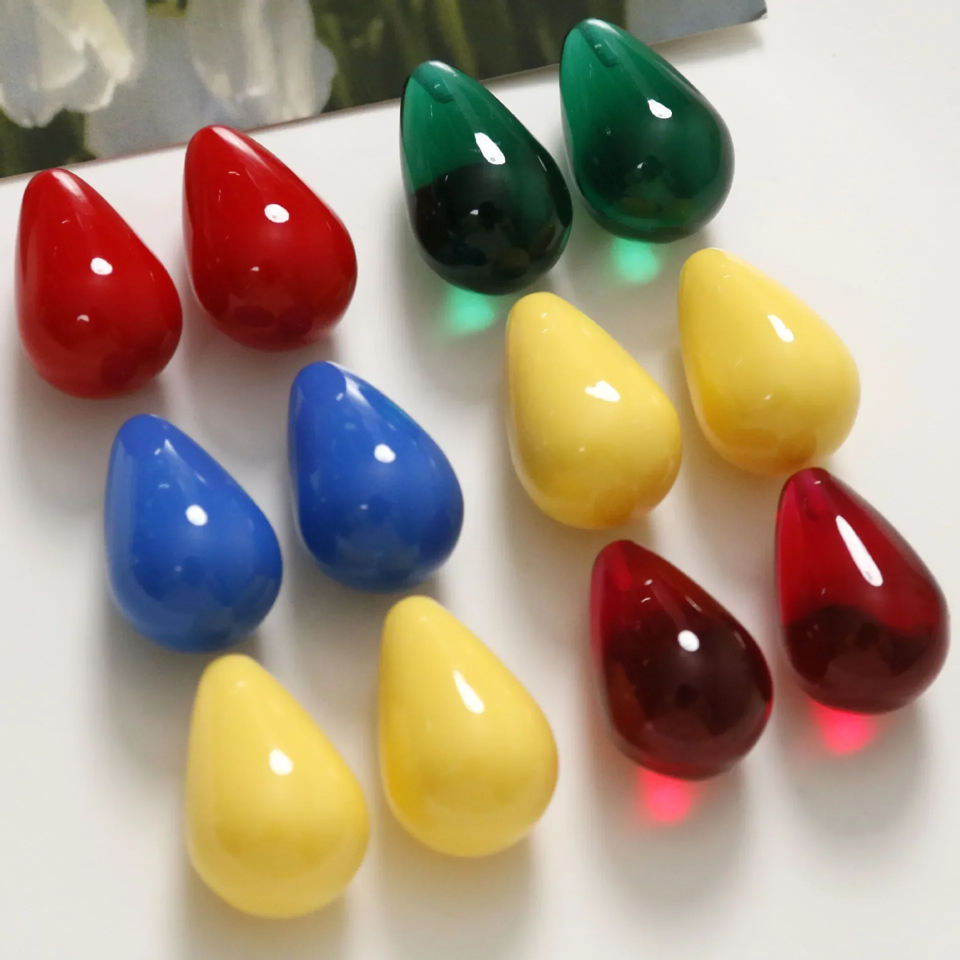 2pcs Korean version of 3d color clear water drop Beads for Jewelry Making DIY Handmade Bracelet Necklace Accessories