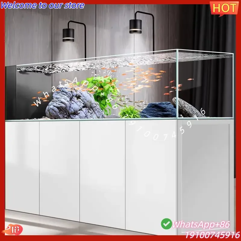 2026Hot Rimless Rectangle Super Clear Glass Aquarium Tank for Fresh Water Fish Ultra Quiet Energy Saving Living Room