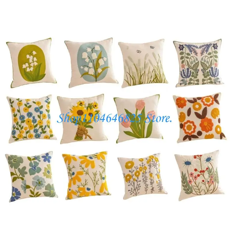 Pillowcase Stitched Cotton Pillow Cover Machine Washable Decorative Cushion Sleeve For Living Room Bed