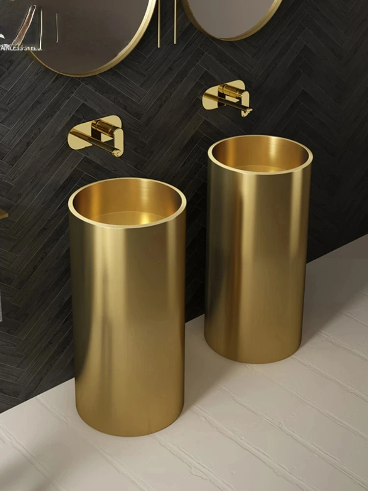 Column Washbasin Golden Affordable Luxury Style Integrated Wash Basin YX063WY