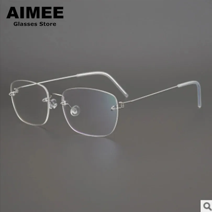 Denmark Brand Titanium Ultralight Rimless Glasses Frame Men Women Square Optical Prescription Eyeglasses Myopia Frameless Gafas