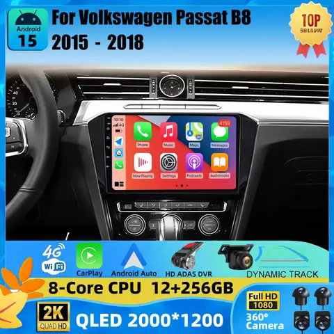 Android 15 Car Radio For VW Volkswagen Passat B8 2015 2016 - 2018 Navigation GPS Multimedia Player Stereo WiFi+4G Carplay BT DSP
