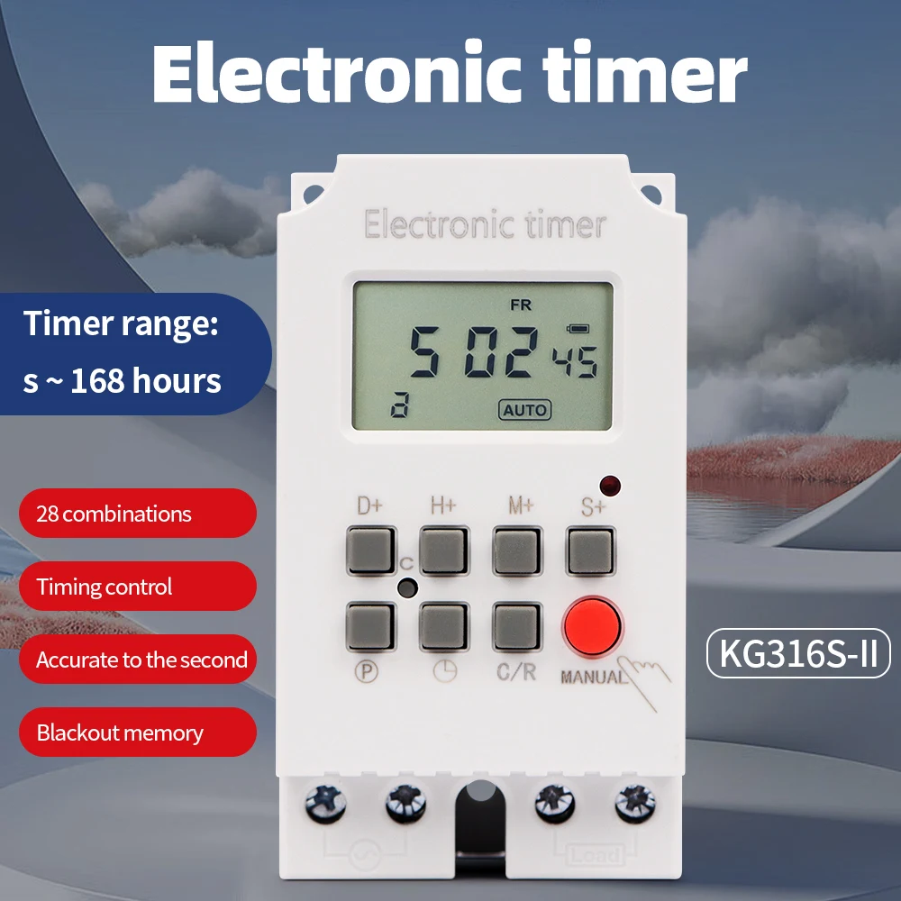 Controlador Eletrônico Digital do Interruptor de Tempo Temporizador Programável Relé Semana Dia Minutos segundo 168 Horas Memória de Apagão 220v ac 25a