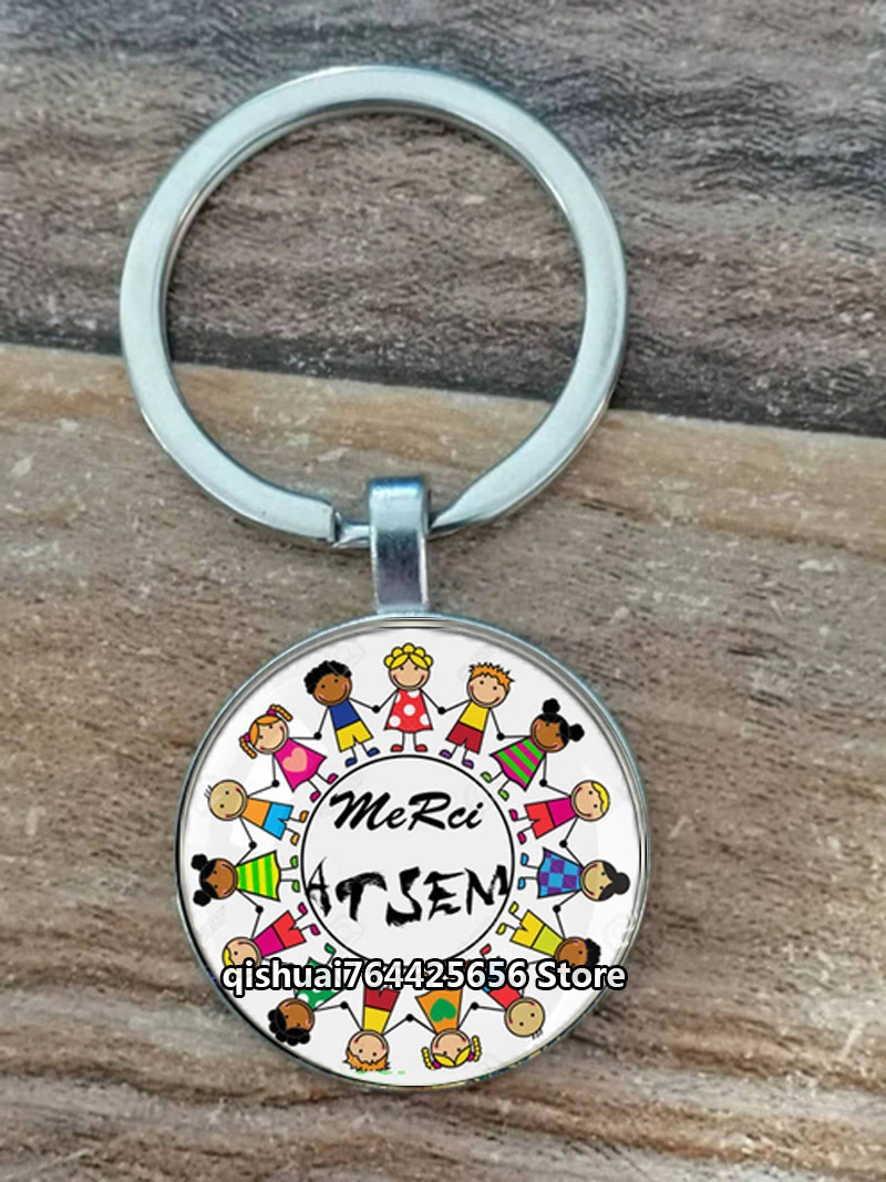 Keychain Keychain Thanks Atsem Keychain Verre Porte - CléS Badge Joyeuses FêTes Cadeaux IdéEs Cadeaux Atsem