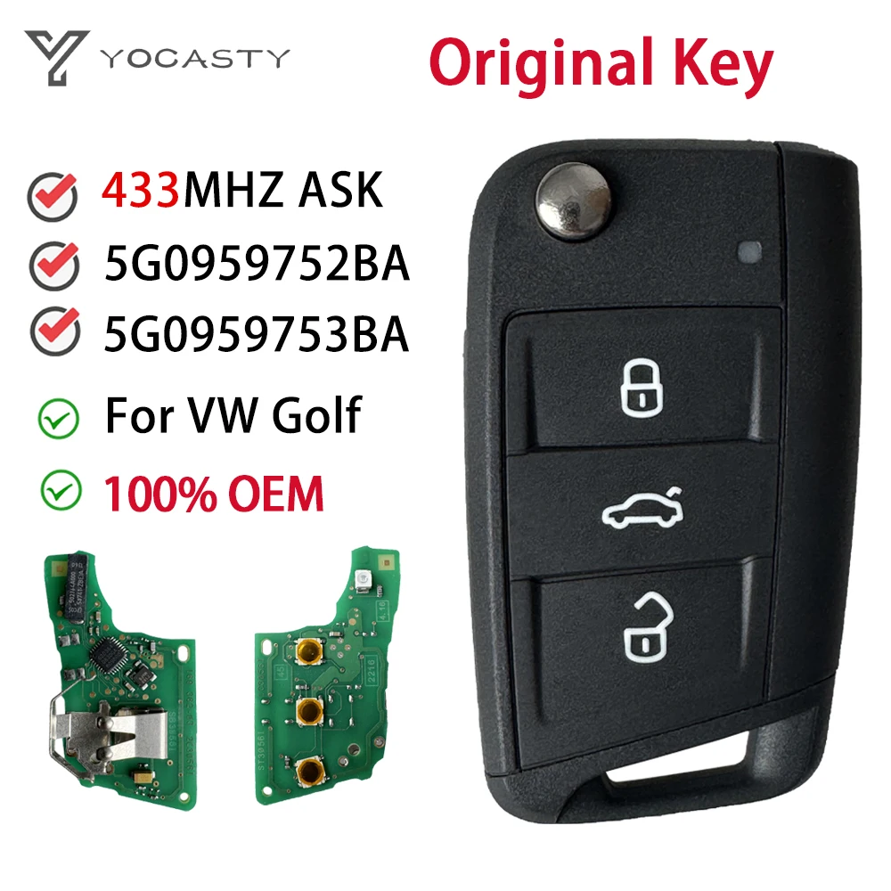 

YOCASTY 5G0959753BA Original For VW Golf 7 For Skoda Octavia A7 434MHz MQB48 Remote Car Key Fob 5G0959752BA
