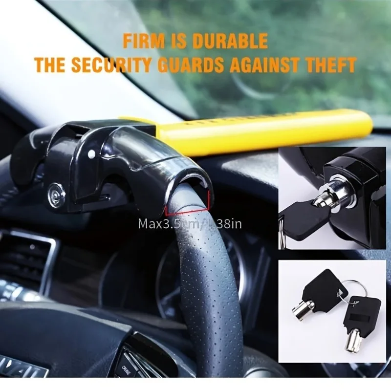 Car Steering Wheel Lock Universal  Heavy Duty Stainless Lock Anti-theft Car Security Rotary Enhance Automobile Security