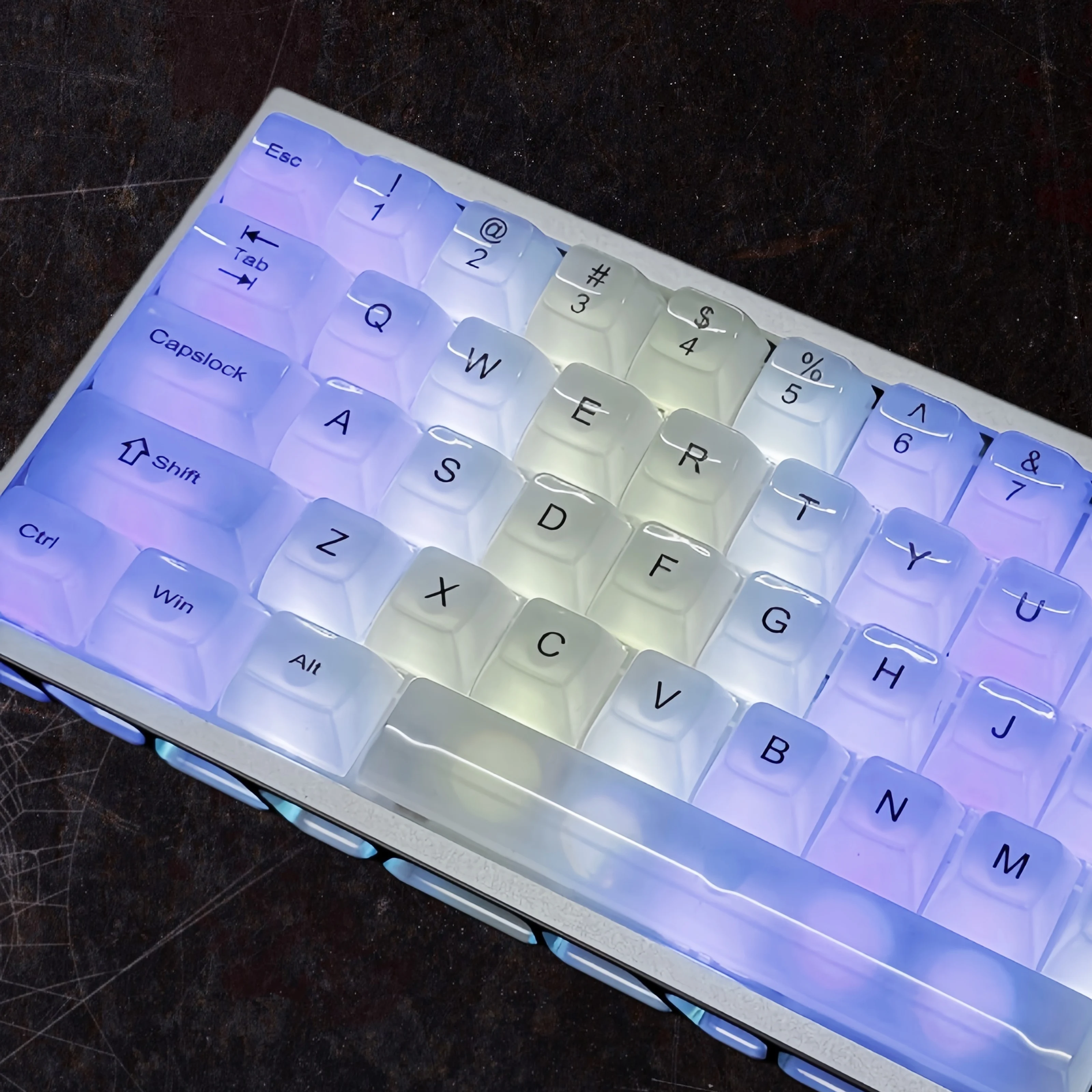 White Jade Frosted Translucent Keycaps Jelly PC Keycaps Set 115 Keys OEM Profile for Cherry Gateron MX Switches Gaming Keyboard