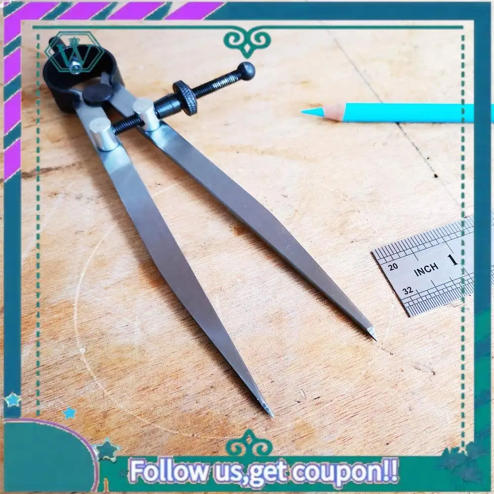 Upgraded 6 Inch Adjustable Lockable Steel Divider Wing Leather Compass