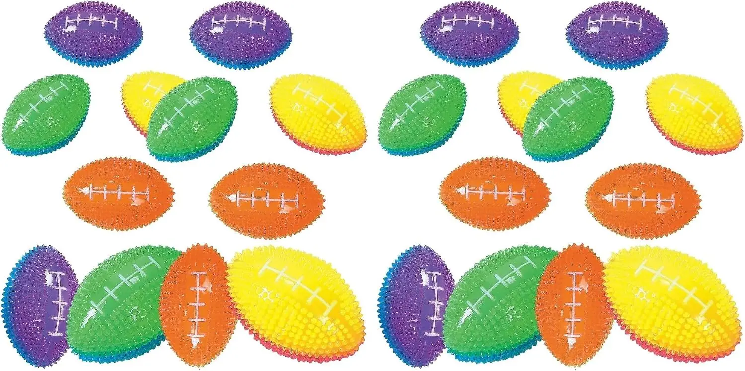 Light Up Mini Footballs Bulk Set of 12, Glow in Dark Rubber Football for Kids 6-12, Outdoor Game Sports Party Favors VBS