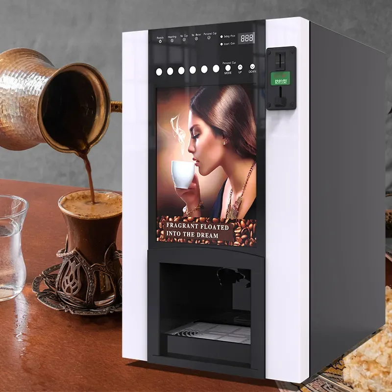 Automatic Coin Operated Coffee Machine Hot 6 Flavors Instant Turkish Chocolate Coffee Vending Machine