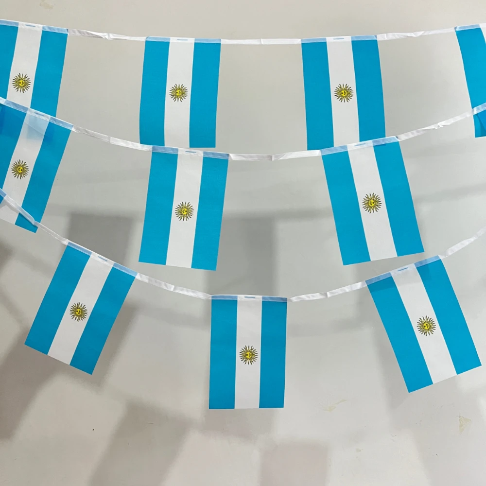 Bandera de Argentina colgante de poliéster, 14x21cm, 20 unidades por juego, banderas de Argentina, banderines, guirnalda, Festival, Fiesta, vacaciones