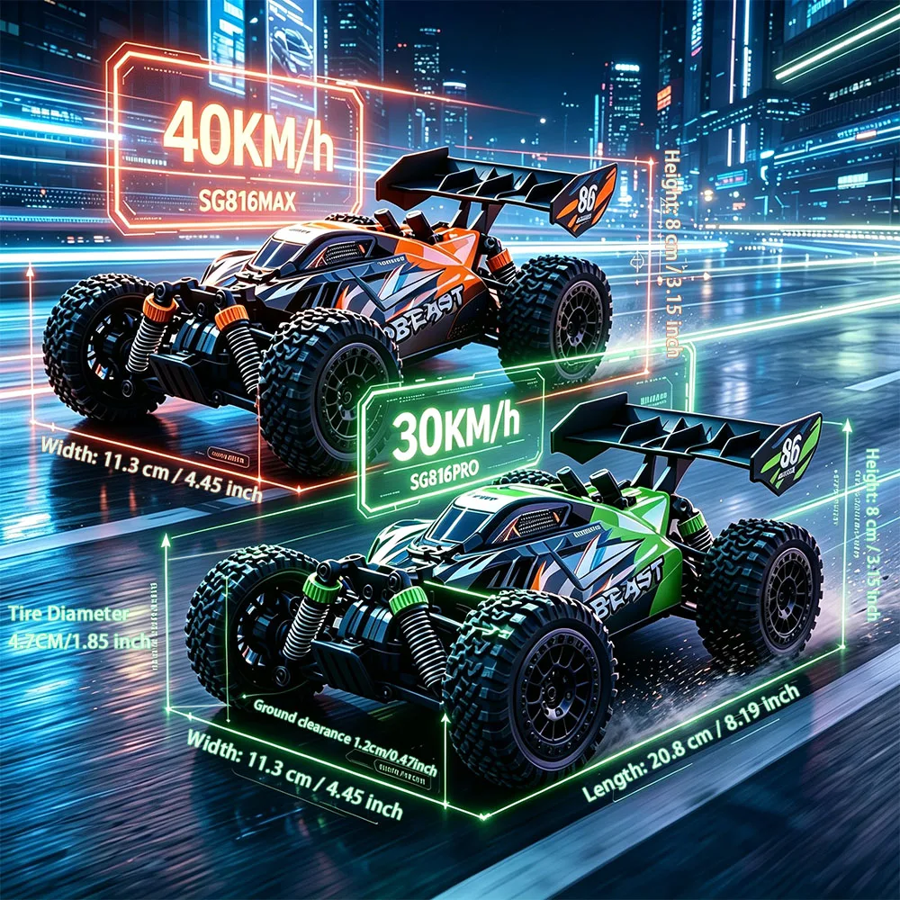 1:24 Professional Racing Cars SG816PRO/MAX 40KM/H High Speed RC Car Brushless 4WD Off-Road Drift Remote Control Car Toy for Boys