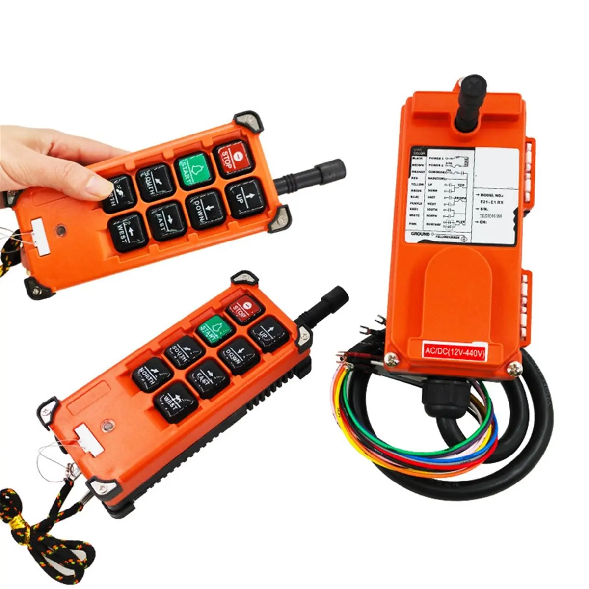 A69ZBG! Industrial Crane Remote Controller -E1B 2 Transmitter+1 Receiver Wireless Switches for Hoist Crane Lift AC 220V