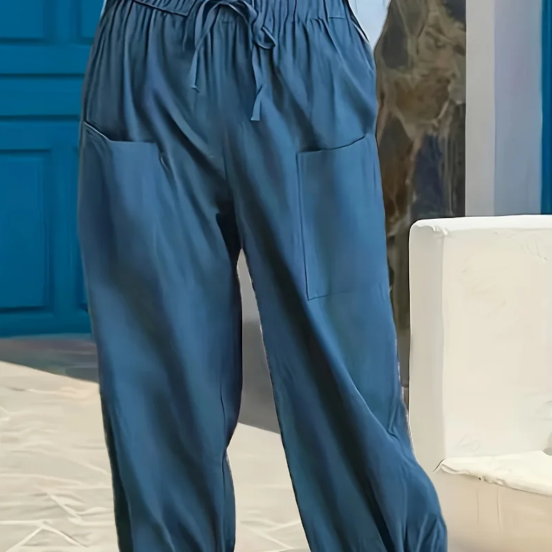 

New 2024 Spring Summer European Style Women Wide Leg Pants Loose Casual Lady Trousers Solid Color Female Sweatpants KJ041