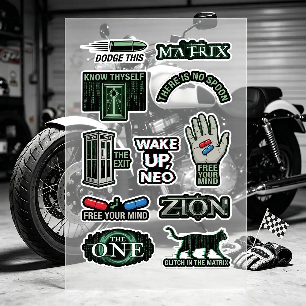 Die Motorradaufkleber aus dem Film „The M-Matrix“ sind reflektierend, langlebig, leicht abziehbar und sehr dekorativ