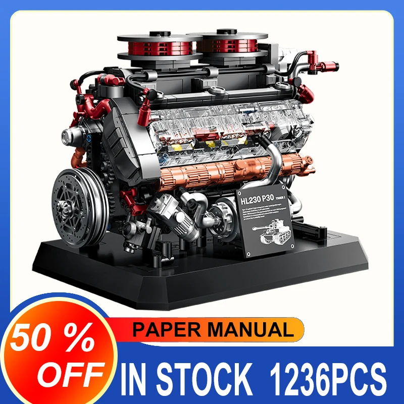 

12GO MOC 95008 Military Tiger Tank Engine Machines Model Assembly Building Blocks Birthday Gift Toy for Boys