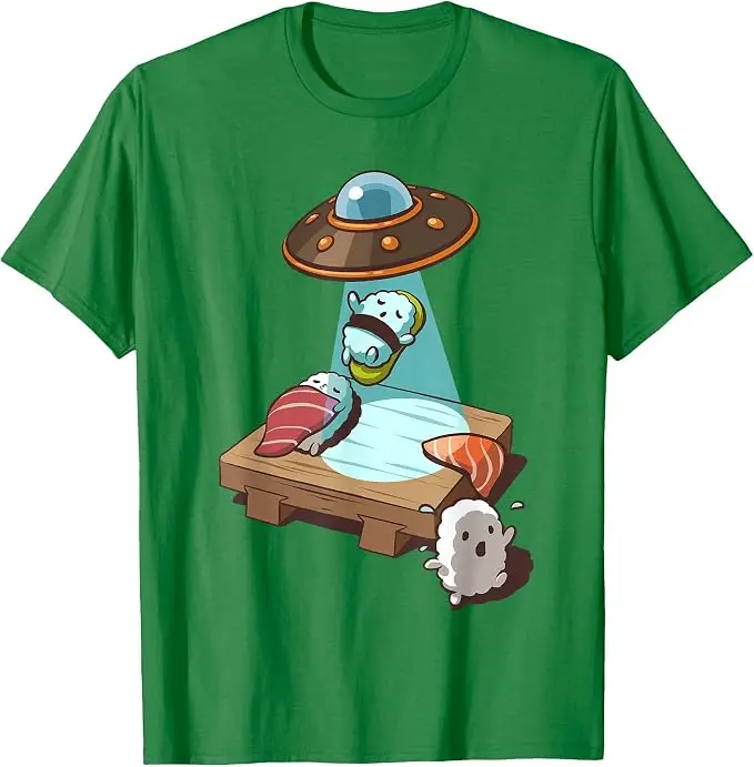 Sushi UFO Alien Abduction T-Shirt Y2k Japanischer Feinschmecker Ästhetische Kleidung Humor Einzigartiges Neuheitsgeschenk Niedliche Cartoon-T-Shirts – Detail 14