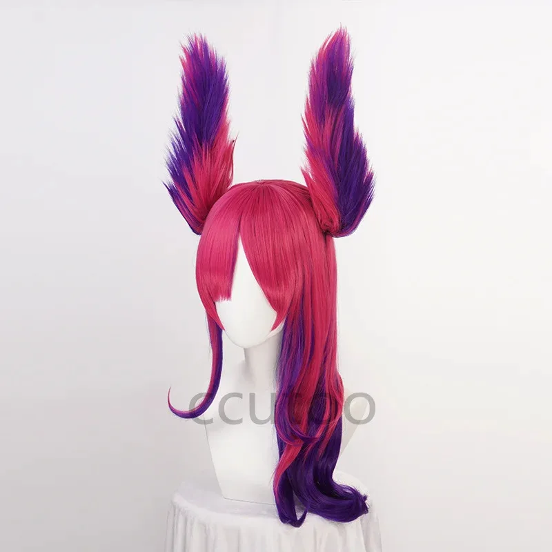 Zizi 2025 LOL Star Guardian المتمردين Xayah تأثيري امرأة لعبة الشعر الاصطناعية كوس مع رقاقة ذيل حصان قابلة للإزالة + شعر مستعار Ca #1