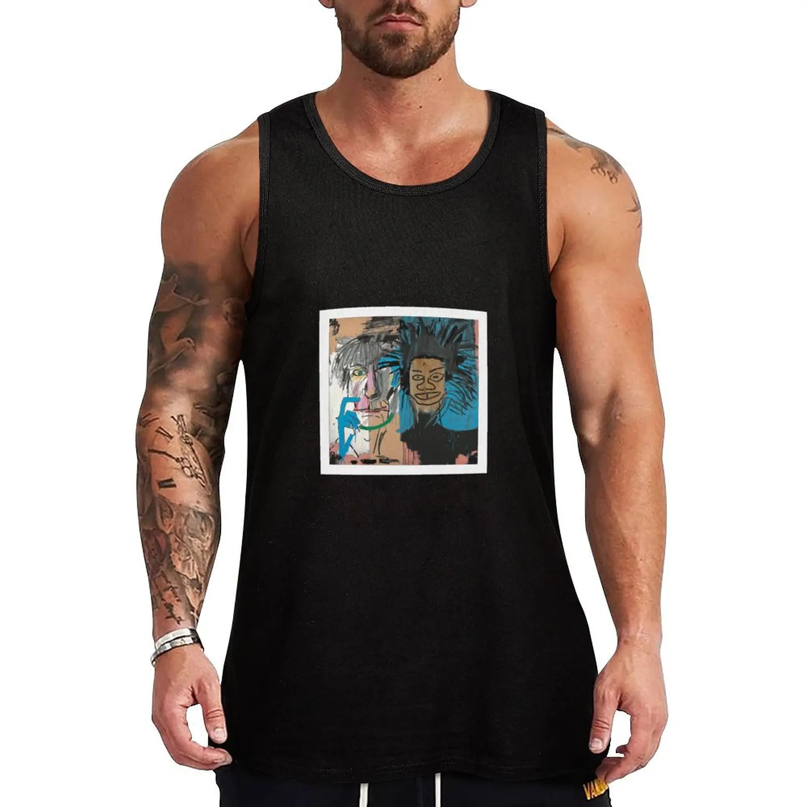 

Collaboration jean-michel and warhol - painting Tank Top Men's gym t-shirts mens clothing Men's vest summer 2025