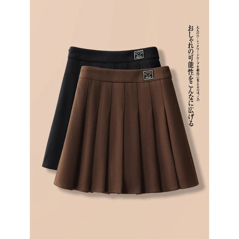 

Woolen Pleated Skirt for Women, and Winter Petite A-Line Umbrella Skirt, Slimming Half Skirt