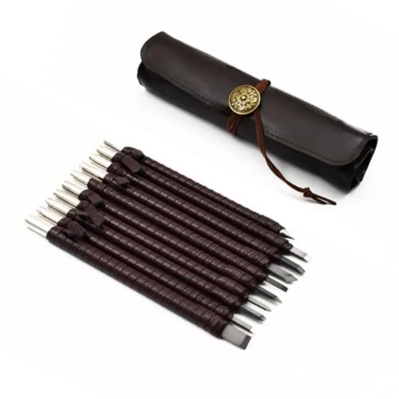 Wood Carving Tool Set Tungsten Steel Soapstone Carving Set-Seal Carving Knife Too Roll Bag-Suitable for Use in Woodblock Prints