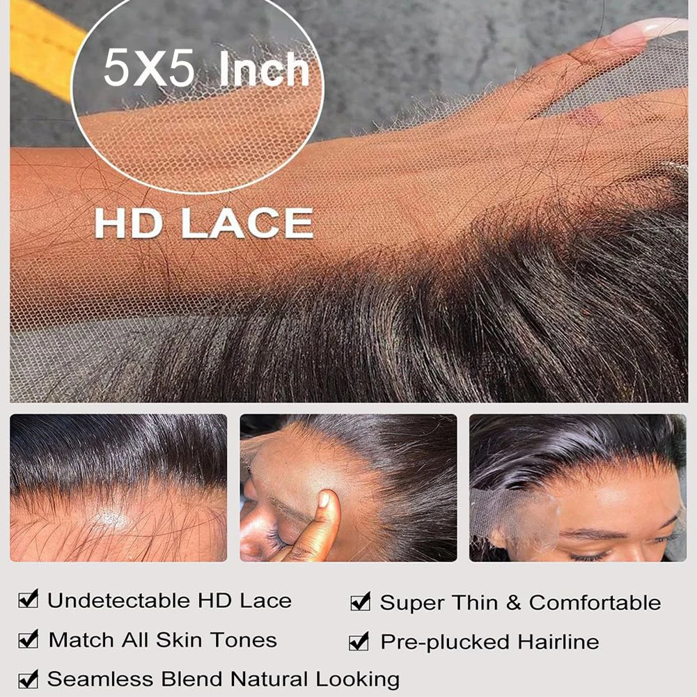 HDレースフロント人毛レッドハイライトレースフロントウィッグ女性用ボディウェーブミドルパートロングヘアウィッグ5x5 HDグルーレスレッド