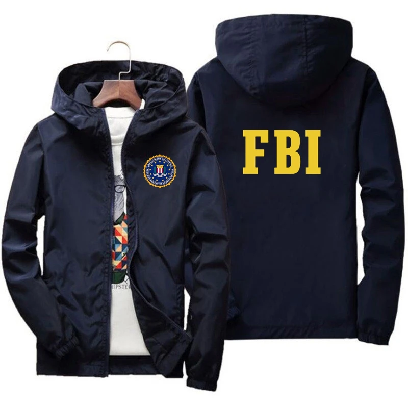 Fashionable Zipper Men's and Women's Hooded Jacket FBI Printed Sports and Leisure Men's and Women's Universal Long Sleeve Jacket