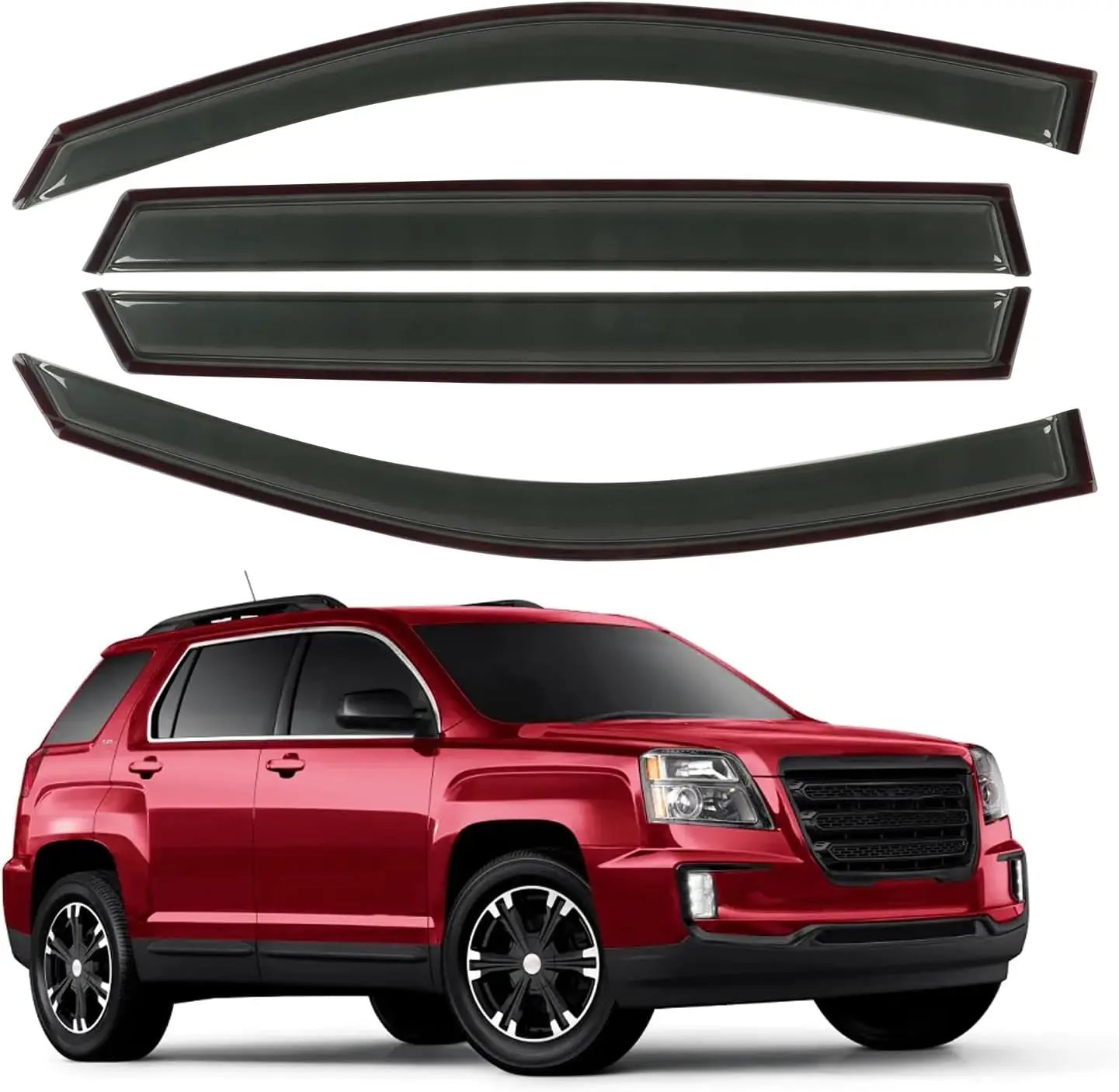 

Universal Side Window Visor Deflector for 2010-2017 GMC Terrain, Dark Smoke Sun Shade, 4-Piece Set