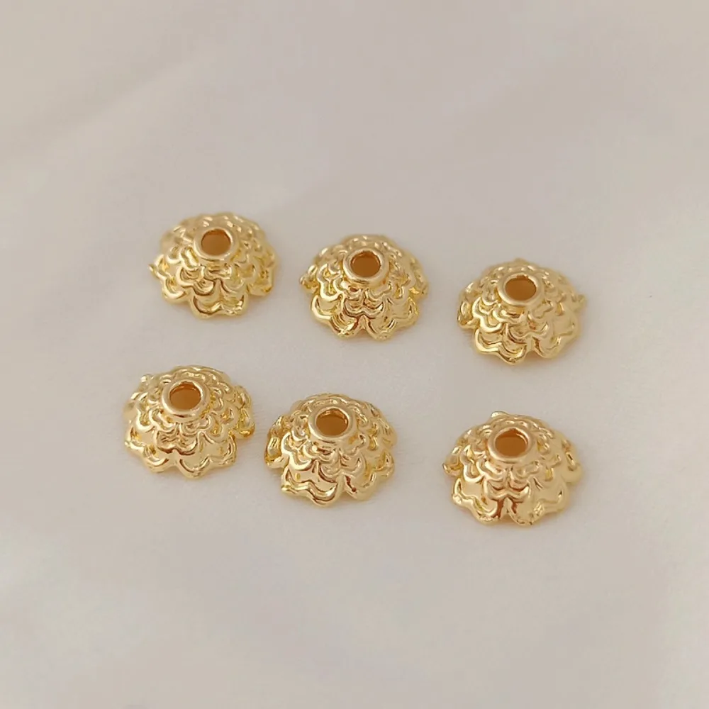 14K Gold-plated Flower Holder, 7mm Wavy Pattern Flower Hat Holder, Flower Spacer, Handcrafted DIY Beaded Hat Holder Accessory